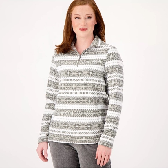 Free Country Women's Gray and White Patterned Hoodie - Picture 1 of 10